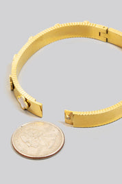 Stainless Steel Clover Station Hinge Bangle Bracelet