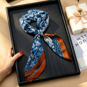 Teal Paisley Border Square Scarf