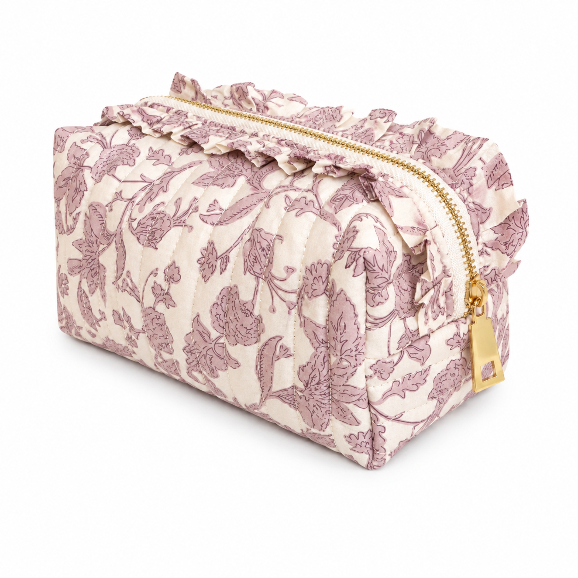 French Toile Ruffle Cosmetic Case