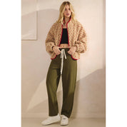 Printed Sherpa Button Up Jacket