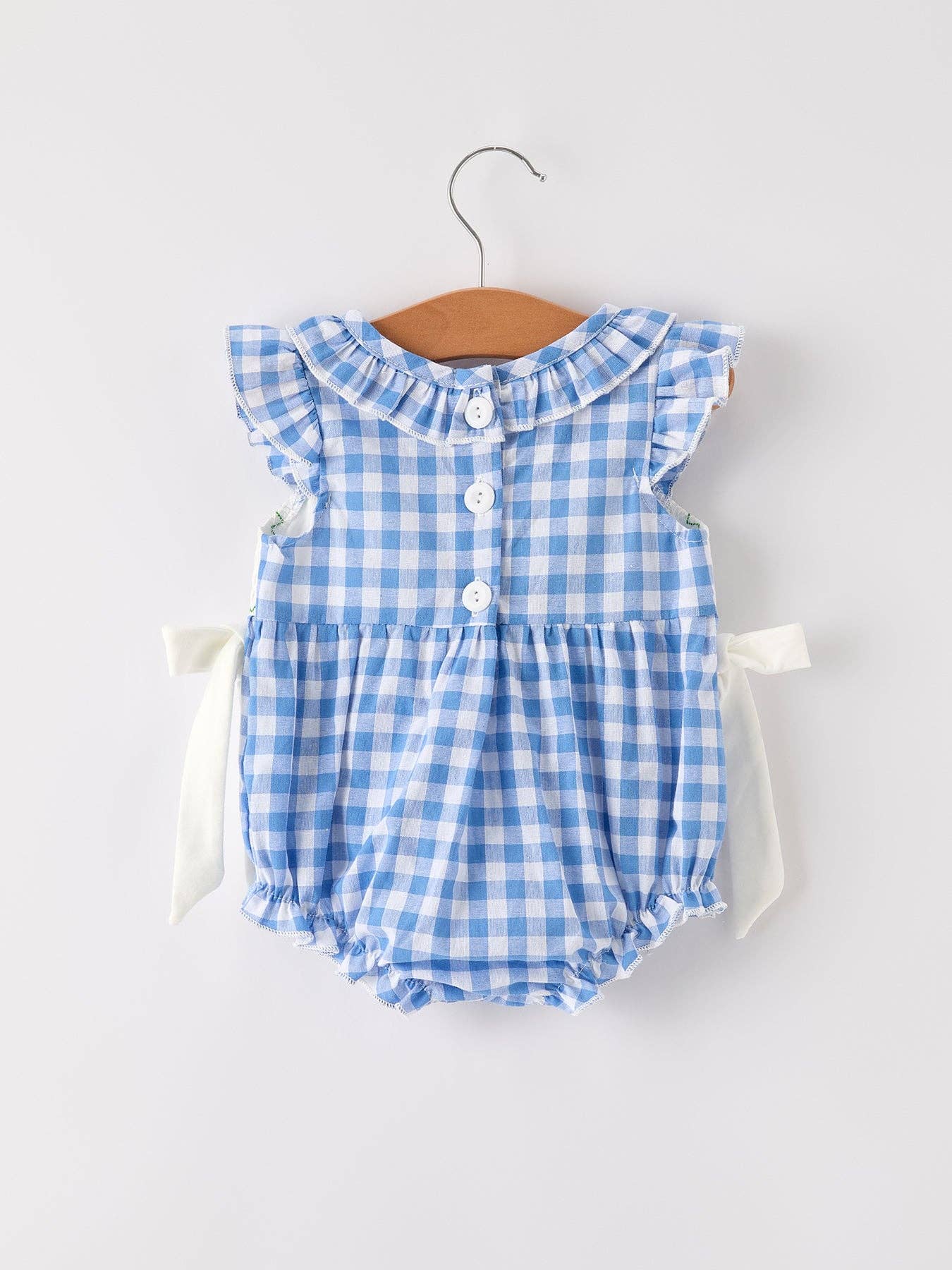 Blue Pumpkin Smock Embroidery Baby Girl Romper