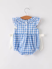 Blue Pumpkin Smock Embroidery Baby Girl Romper