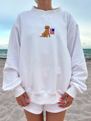 White American Flag Dog Mockneck