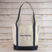 Lazy Sundays Embroidered Tote Bag