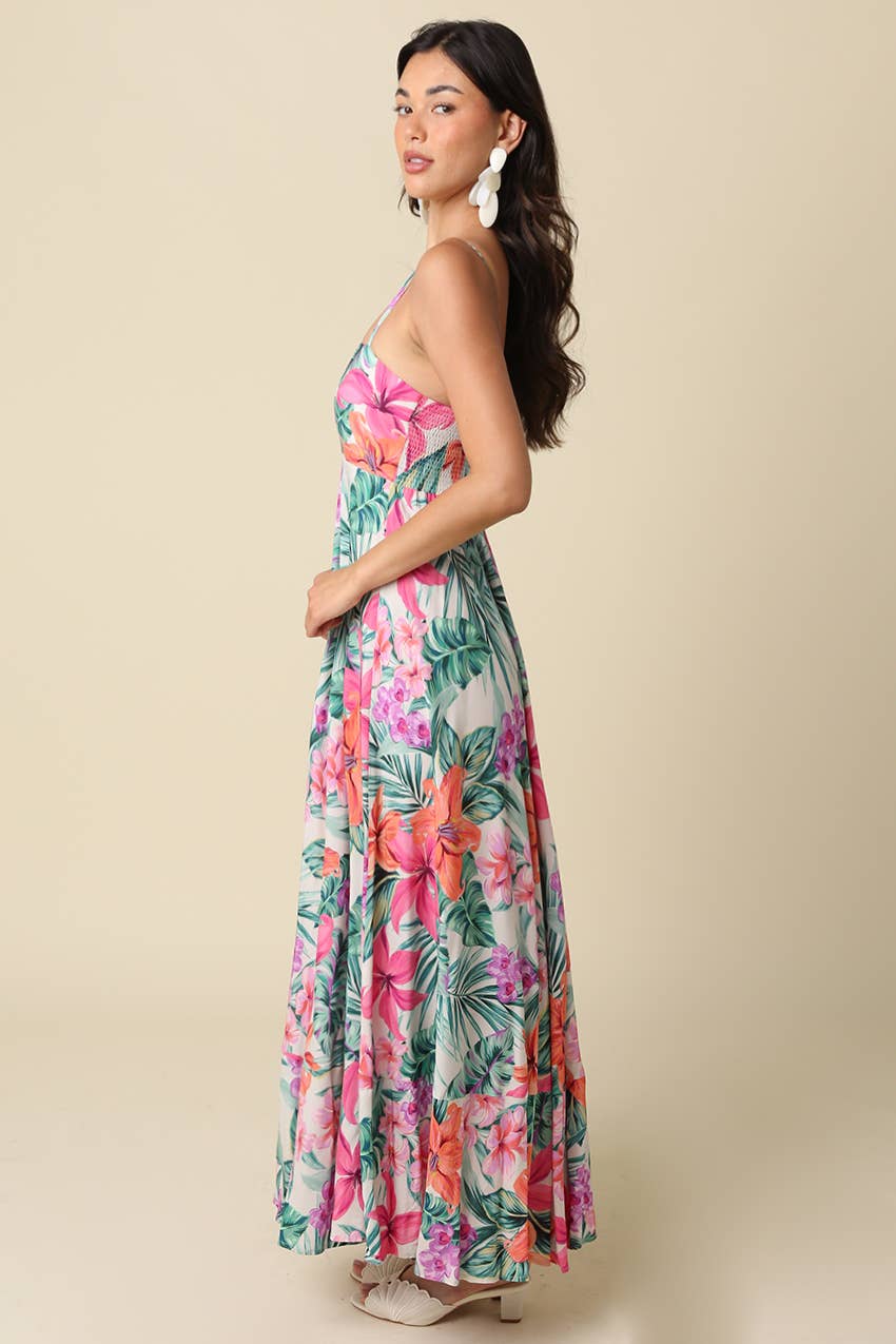 Green Tropical Maxi Dress