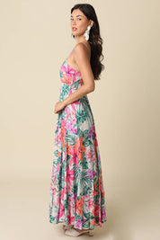 Green Tropical Maxi Dress
