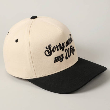 Sorry About My Wife / Husband Embroidery Two-Tone Canvas Cap