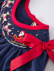 Santa Sleigh Holiday Baby Girls Romper