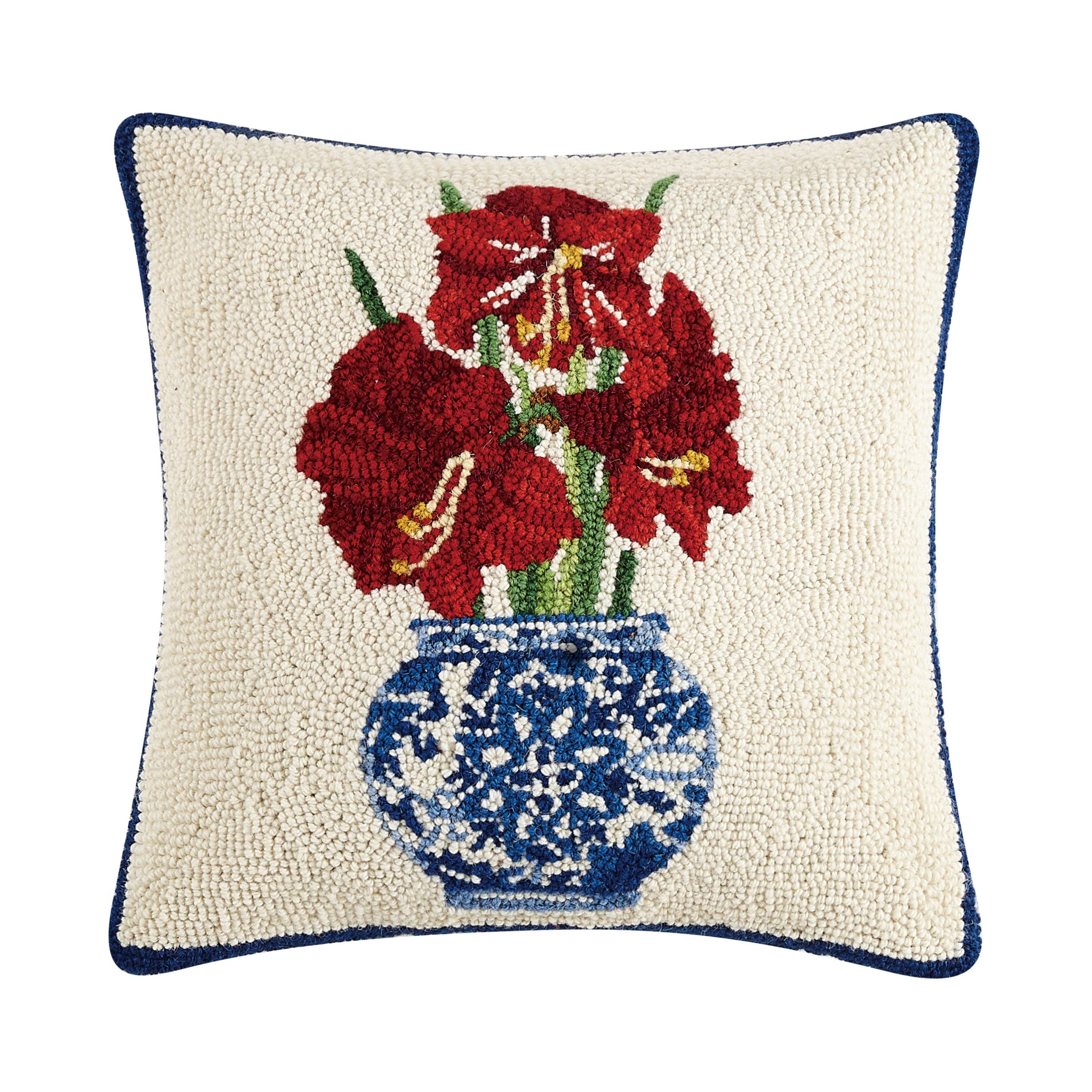 Chinoiserie Amaryllis Hook Pillow
