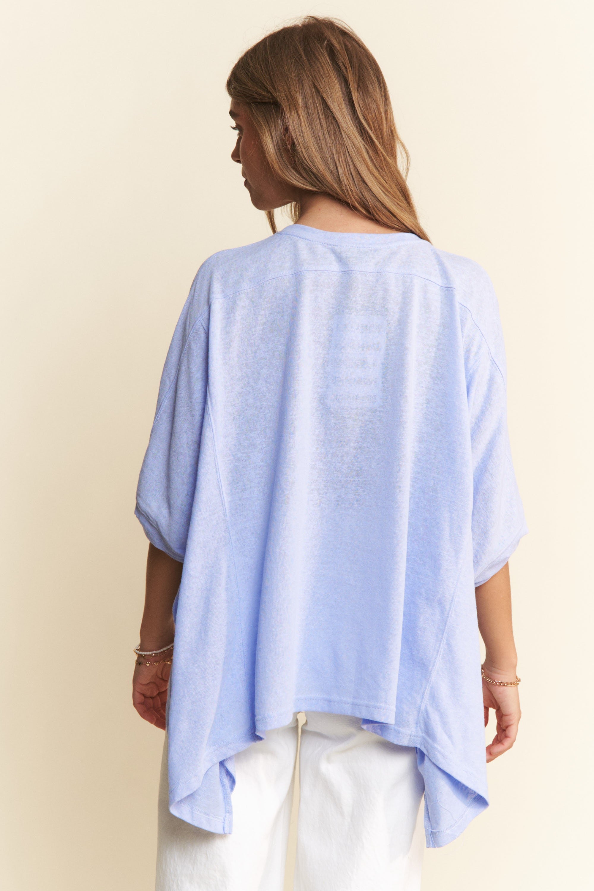 Pastel Blue Loose Fit Solid Color Top
