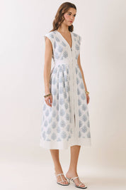 White Floral Midi Dress