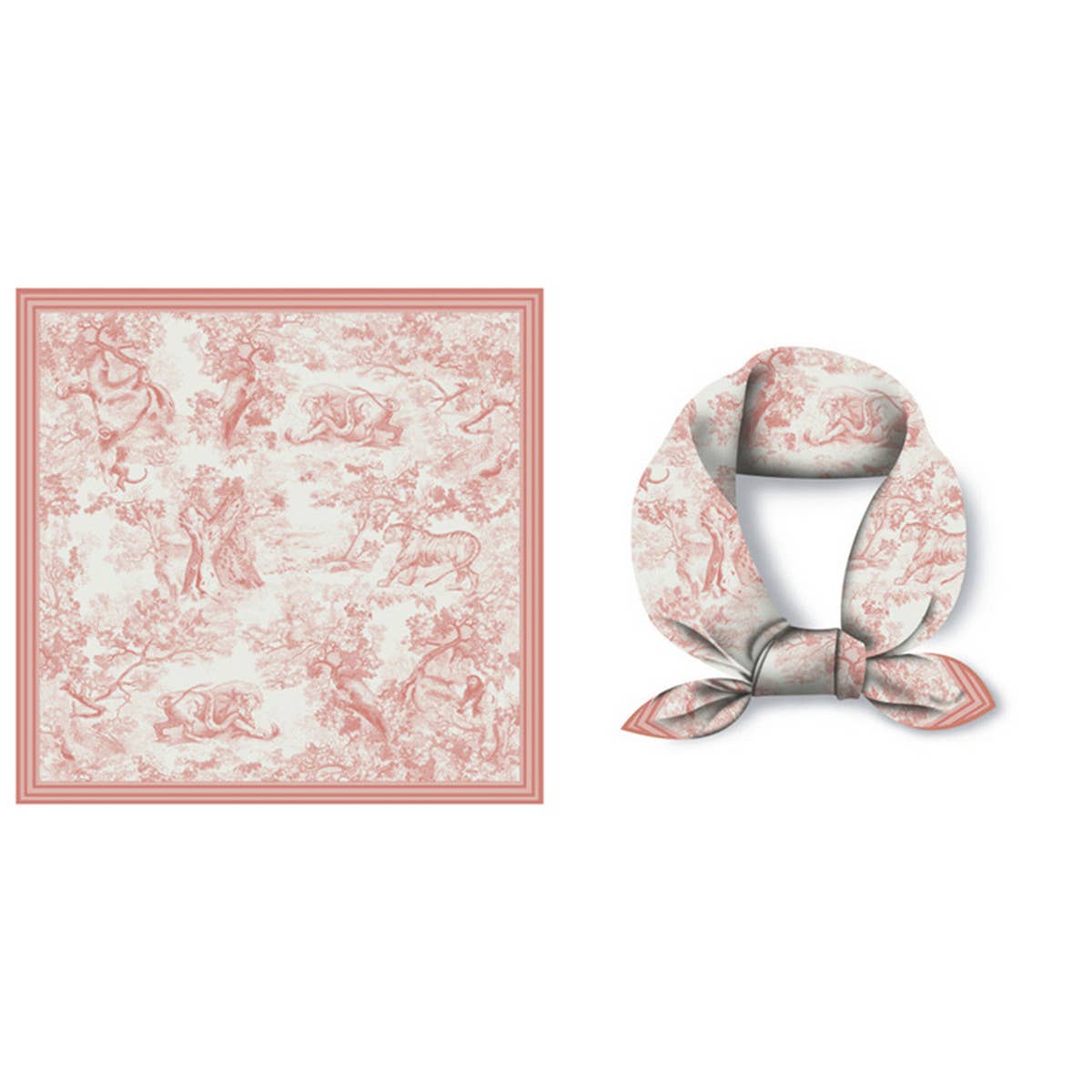 Pink Vintage Versatile Square Scarf — color: pink