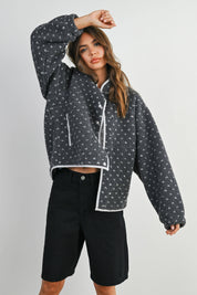 Olive Fleece Puffer Jacket