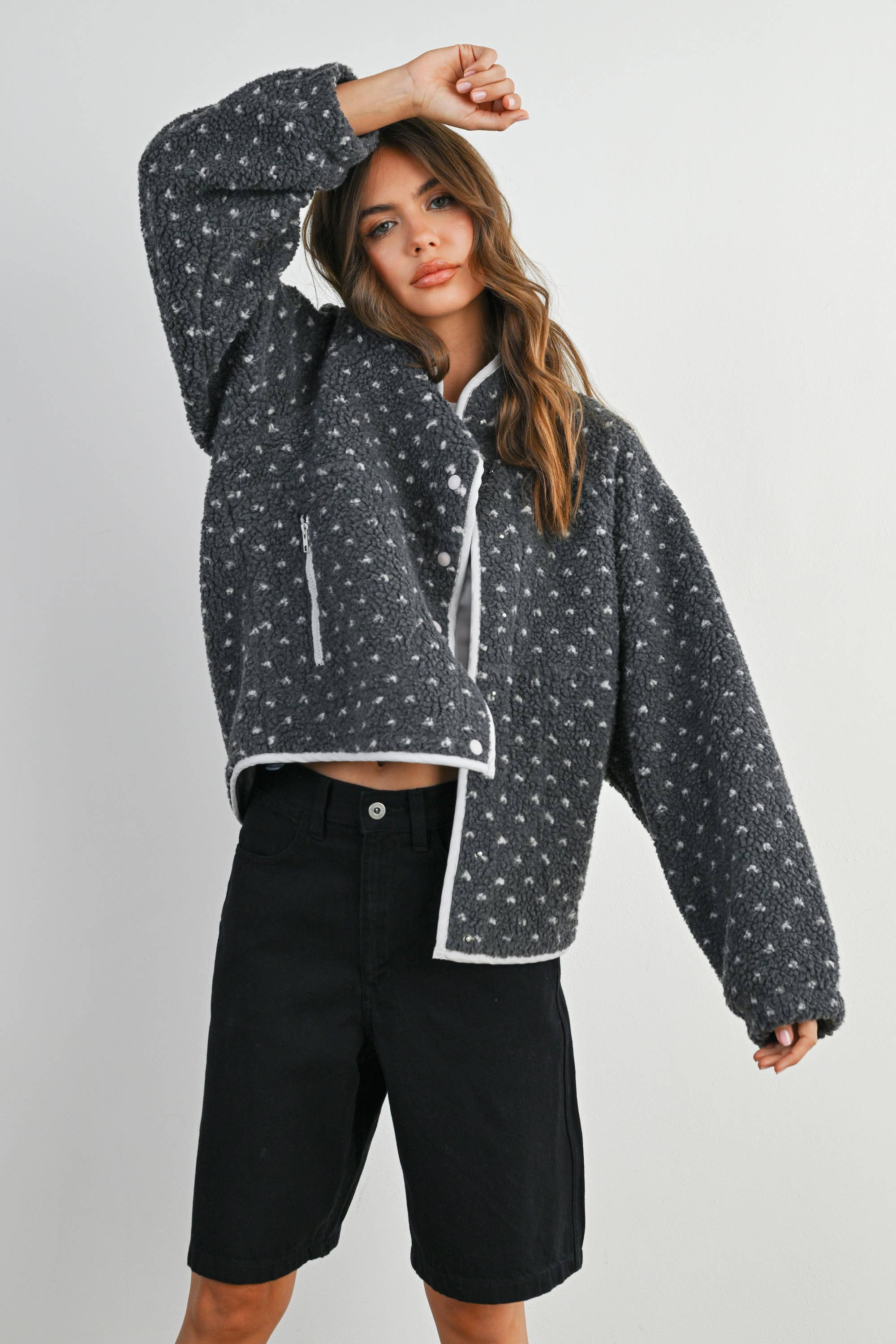 Olive Fleece Puffer Jacket