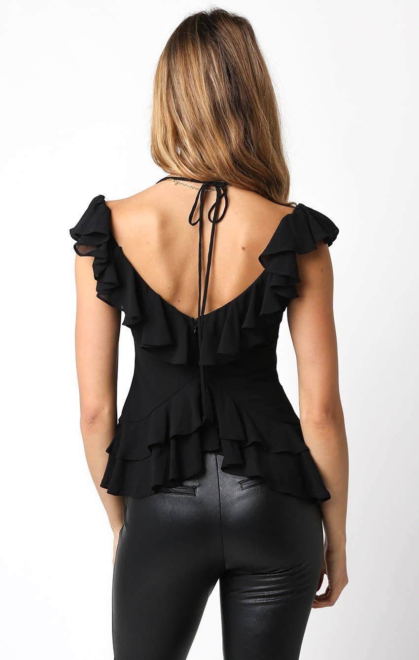 Black Ruffle Top