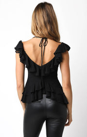 Black Ruffle Top