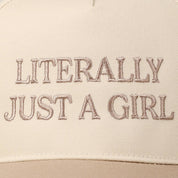 Literally Just A Girl Embroidery Two Tone Trucker Hat: FUCHSIA / ONE SIZE