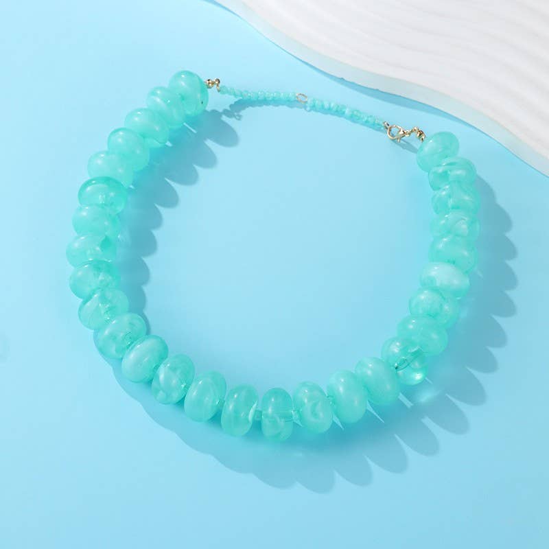 Mint Chunky Swirl Bead Necklace