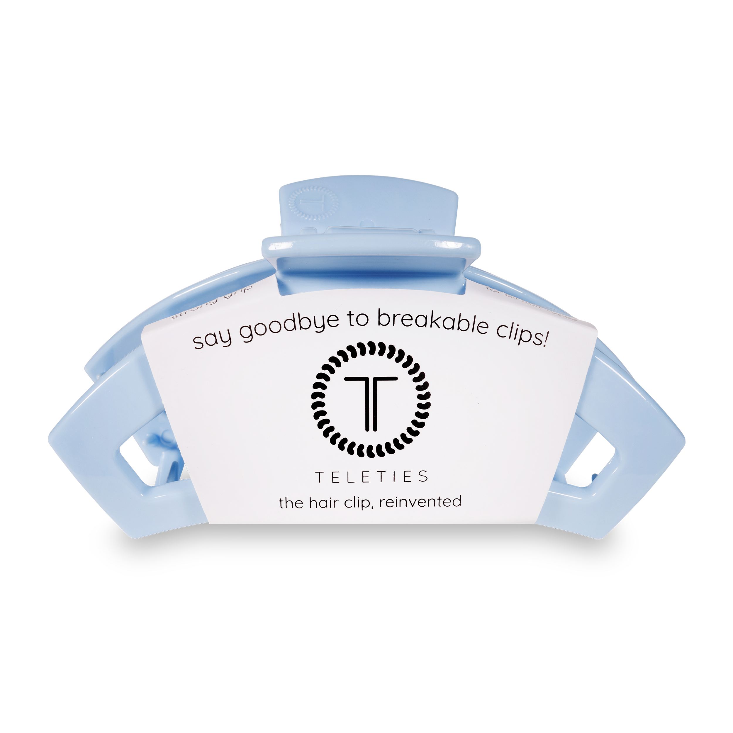 Open Hair Clip | Large | Clear Skies showing bendable teeth that spring back to shape