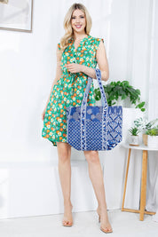 Navy Quilted Reversible Tote Bag