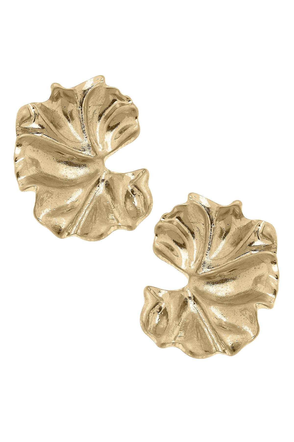 Athens Molten Metal Earrings in Worn Gold