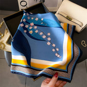 Blue Artistic Small Square Scarf — color: blue