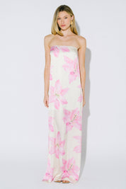 Floral Print Strapless Maxi Dress