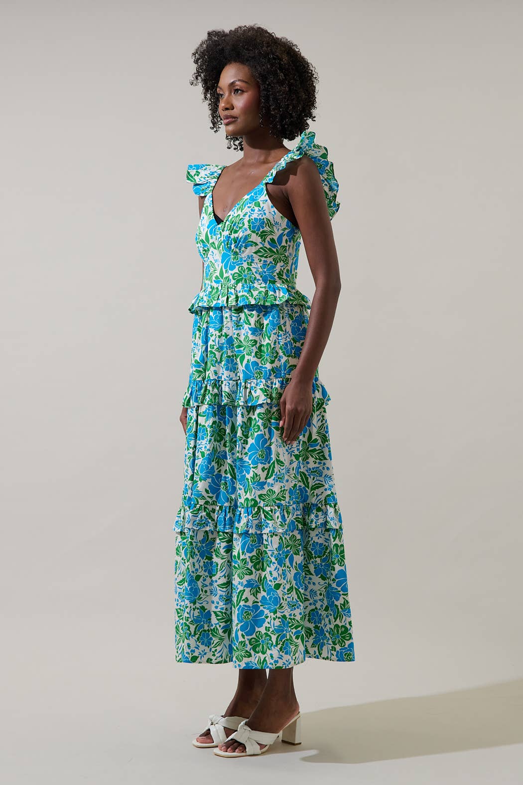 Bivore Floral Truth Tiered Maxi Dress