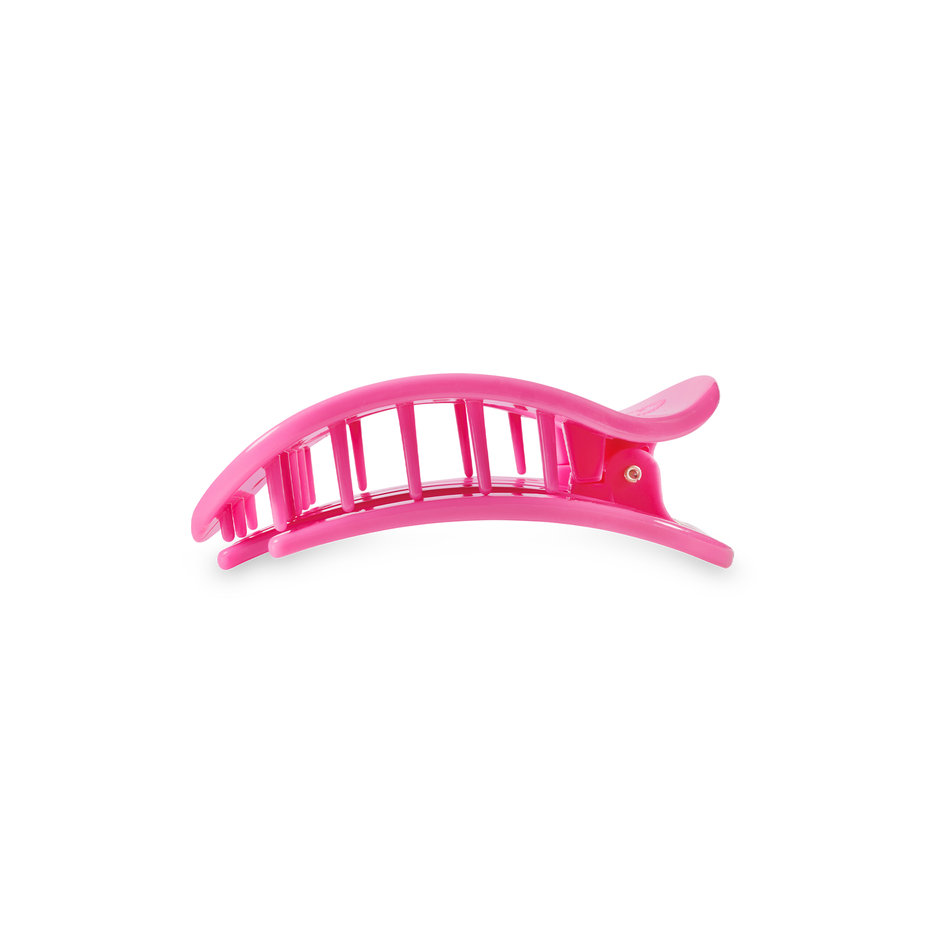 Flat Round Hair Clip | Small | Paradise Pink showing bendable teeth for a secure yet gentle hold