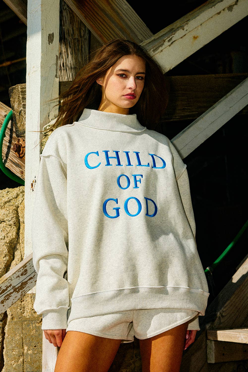 Gray Child of God Embroidered Sweatshirt