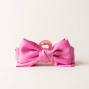 Satin Bow Claw Clip-Hot Pink — lightweight satin bow design and secured on both sides of clip