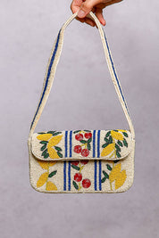 Beaded Cherry Pattern Shoulder Bag