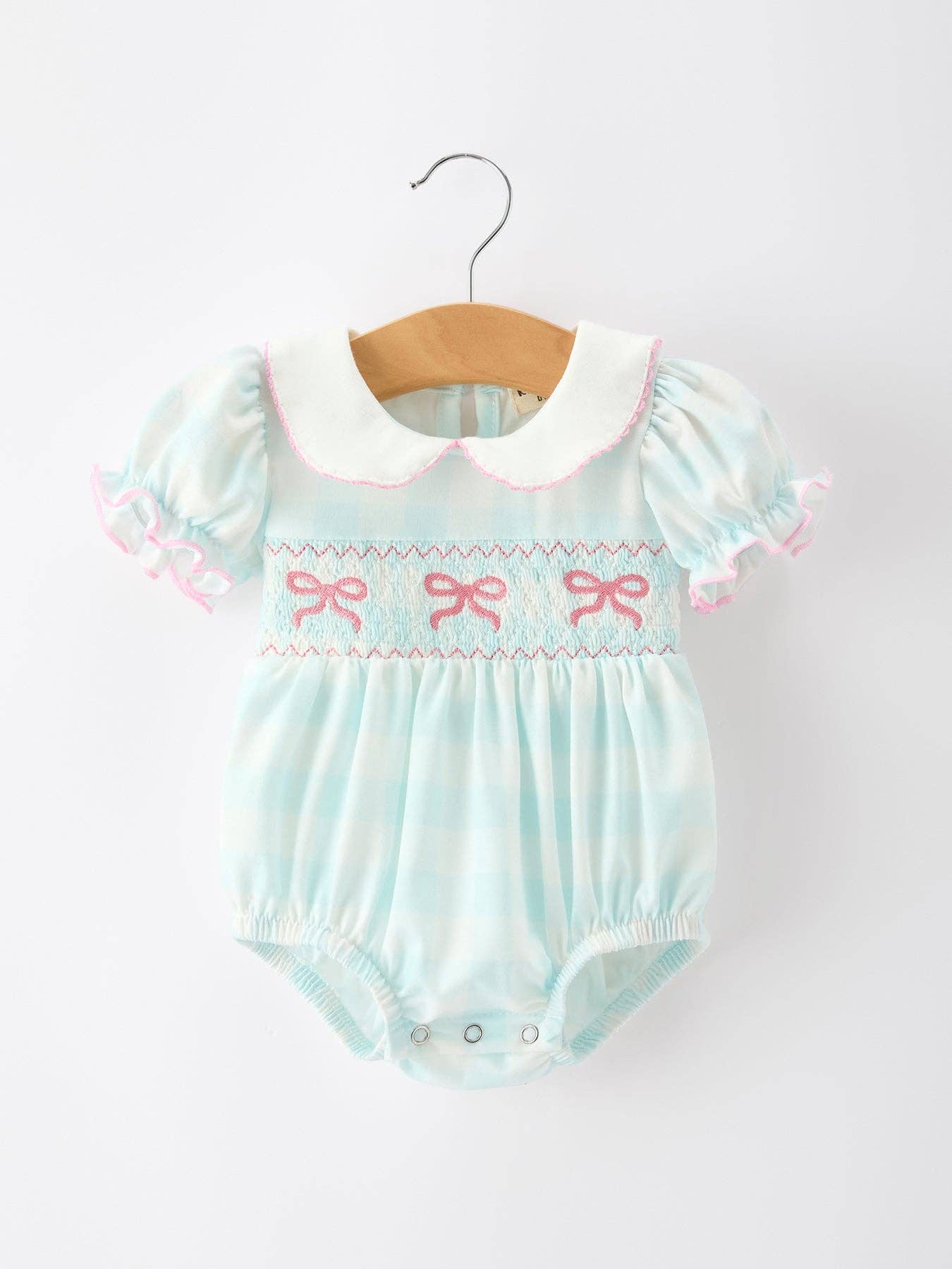 Spring Plaid Bow Girls Romper