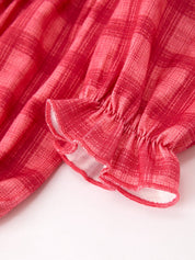 Red Plaid Peter Pan Collar Romper — view 4
