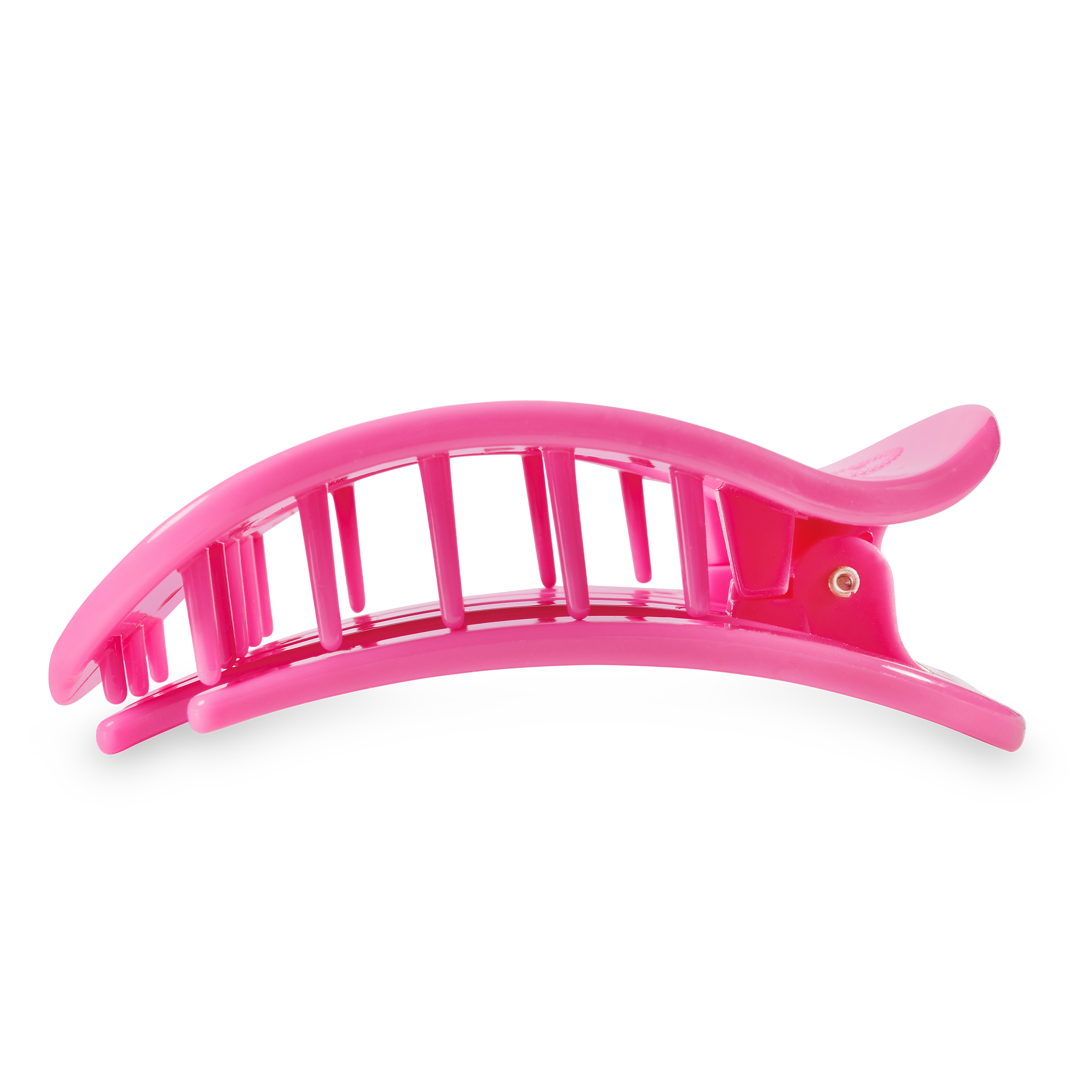 Flat Round Hair Clip | Large | Paradise Pink showing bendable teeth for a secure yet gentle hold