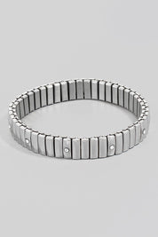 Silver Rhinestone Studded Intricate Bracelet