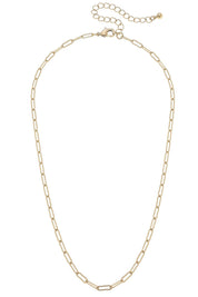 Celia Paperclip Chain Charm Necklace Base - Shiny Gold — features a modern, sleek paperclip chain design and shiny gold