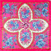Vibrant Pink Floral Silk Scarf