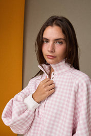 Pink Checkered Snap Button-up