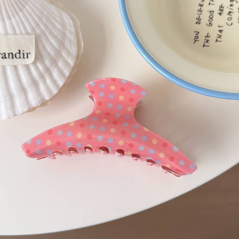 Pink Polka Dot Claw Clip