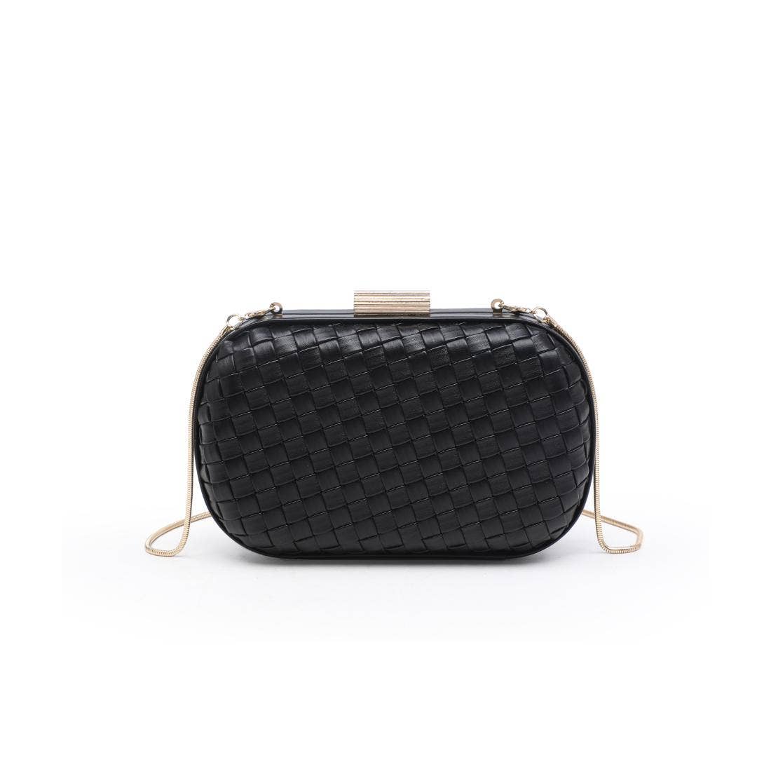 Black Woven Oval Evening Bag