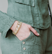 Classic Beaded Stretch Bracelets: Gold / 4mm