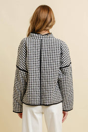 Black Quilted Gingham Jacket showing quilted throughout
