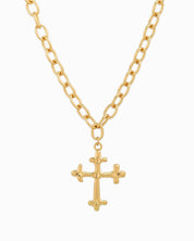 Bold Oval Chain Cross Necklace