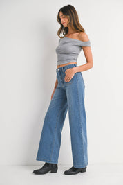 Medium Denim Wide Leg Jean