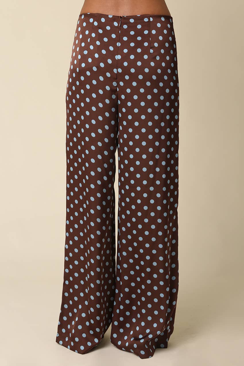 Brown Polka Dot Wide Leg Pants