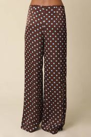 Brown Polka Dot Wide Leg Pants