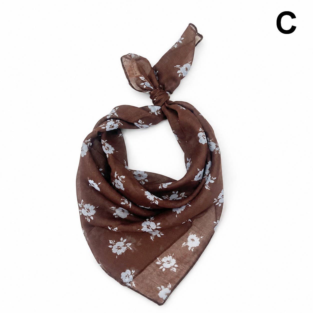Brown Floral Bandana Scarf