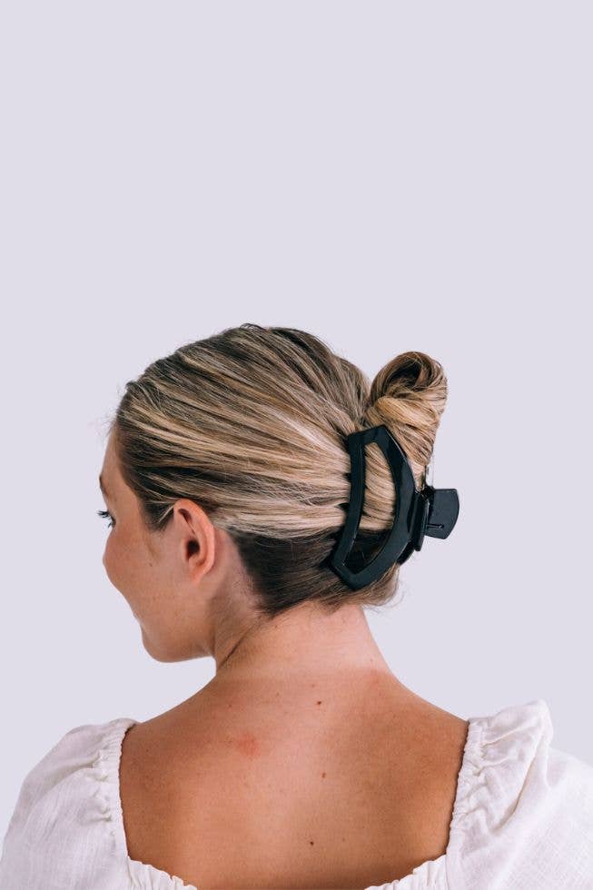 Jet Black Large Open Hair Clip