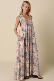 Pink Floral Sleeveless Dress
